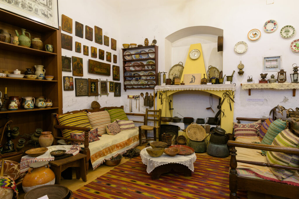Image of traditional artefacts and objects at Folklore Museum in Agios Nikolais, Crete.
