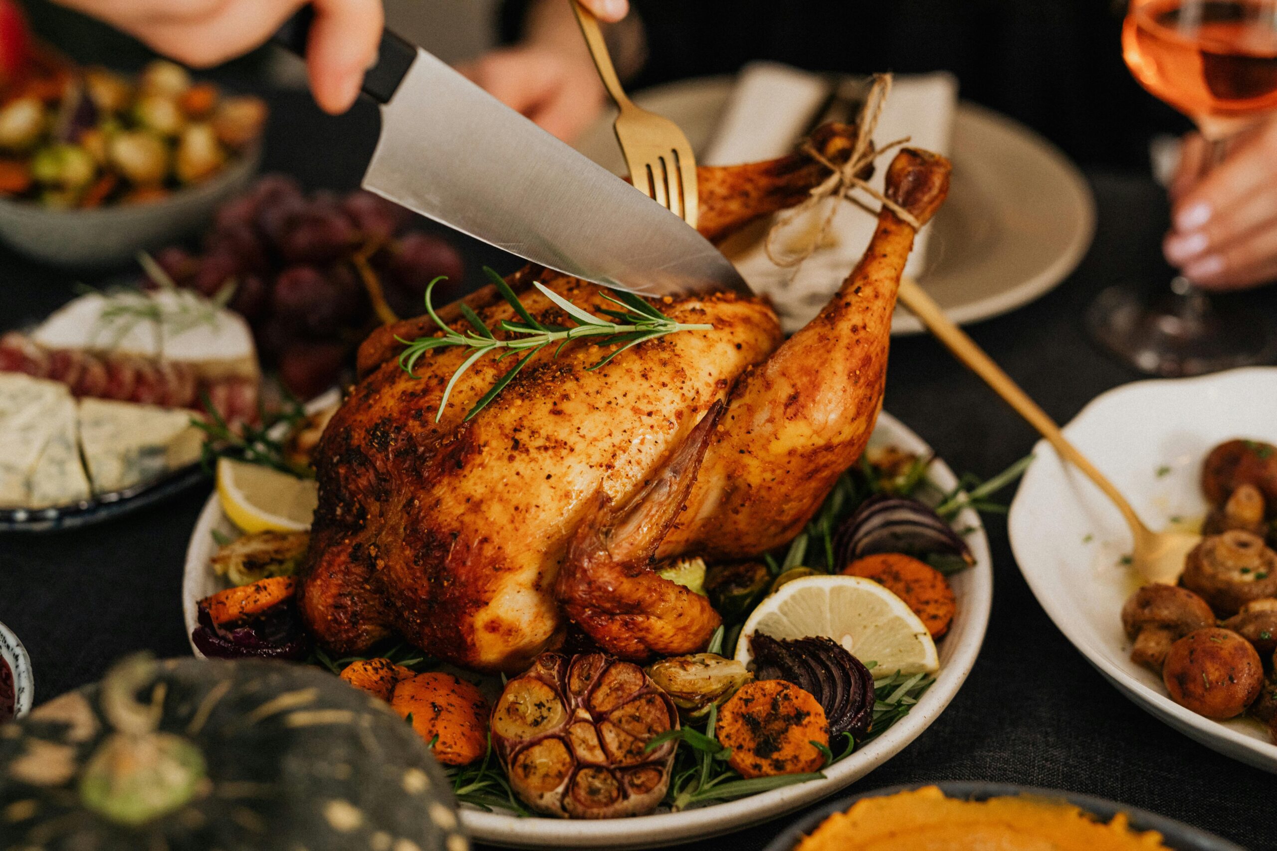 Turkey and christmas food on the table